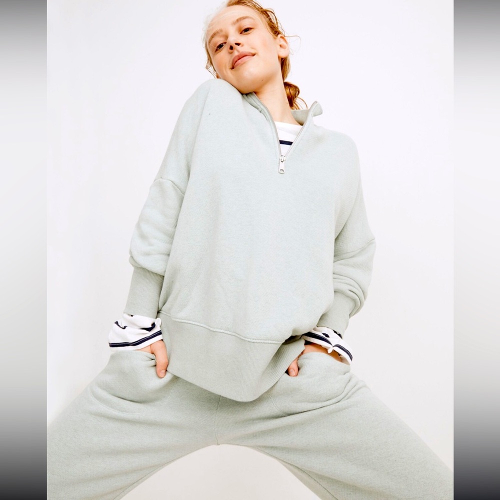 Madewell Airterry Half-Zip Tunic Sweatshirt